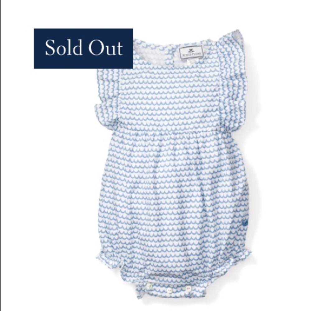 Petite Plume Blue Wave Print Baby One-Piece